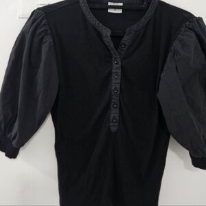 BLANK Puff Sleeve Ribbed Top